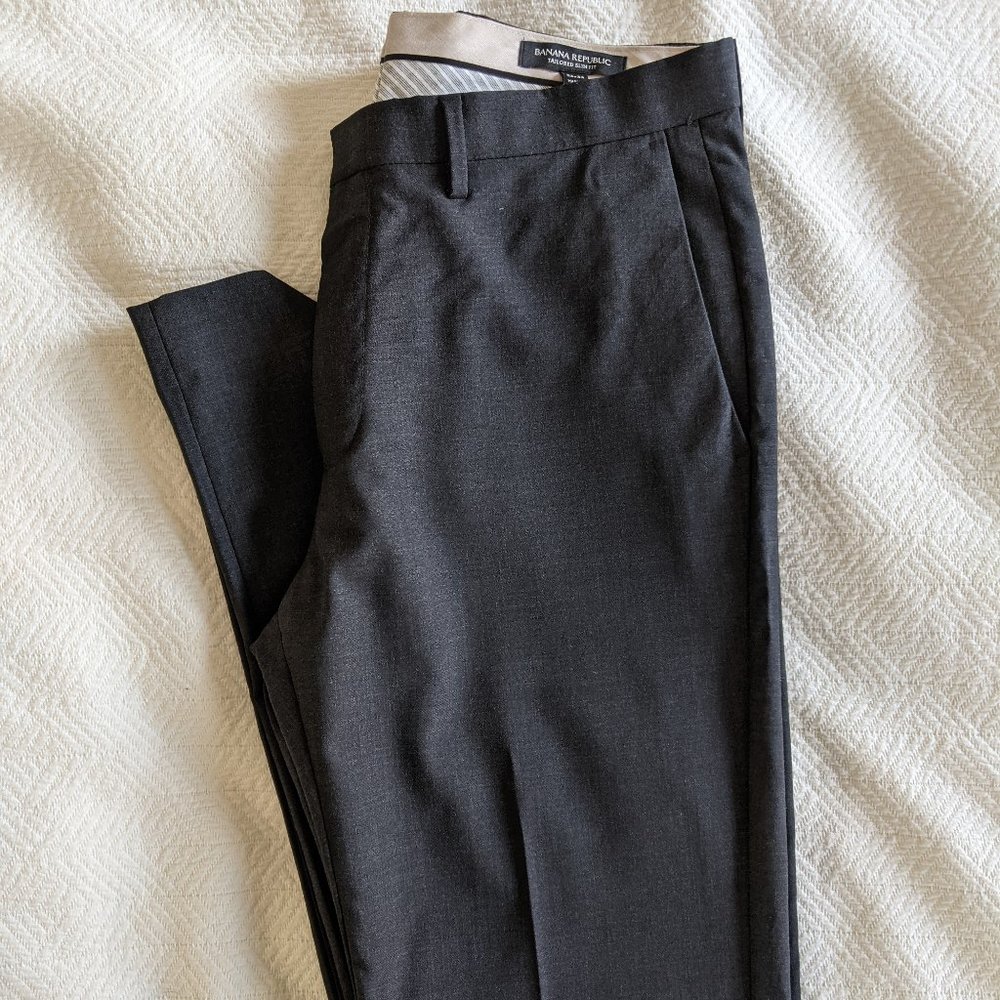 Wool 32x34 Slim Dress Pant, Charcoal, Banana Rep.